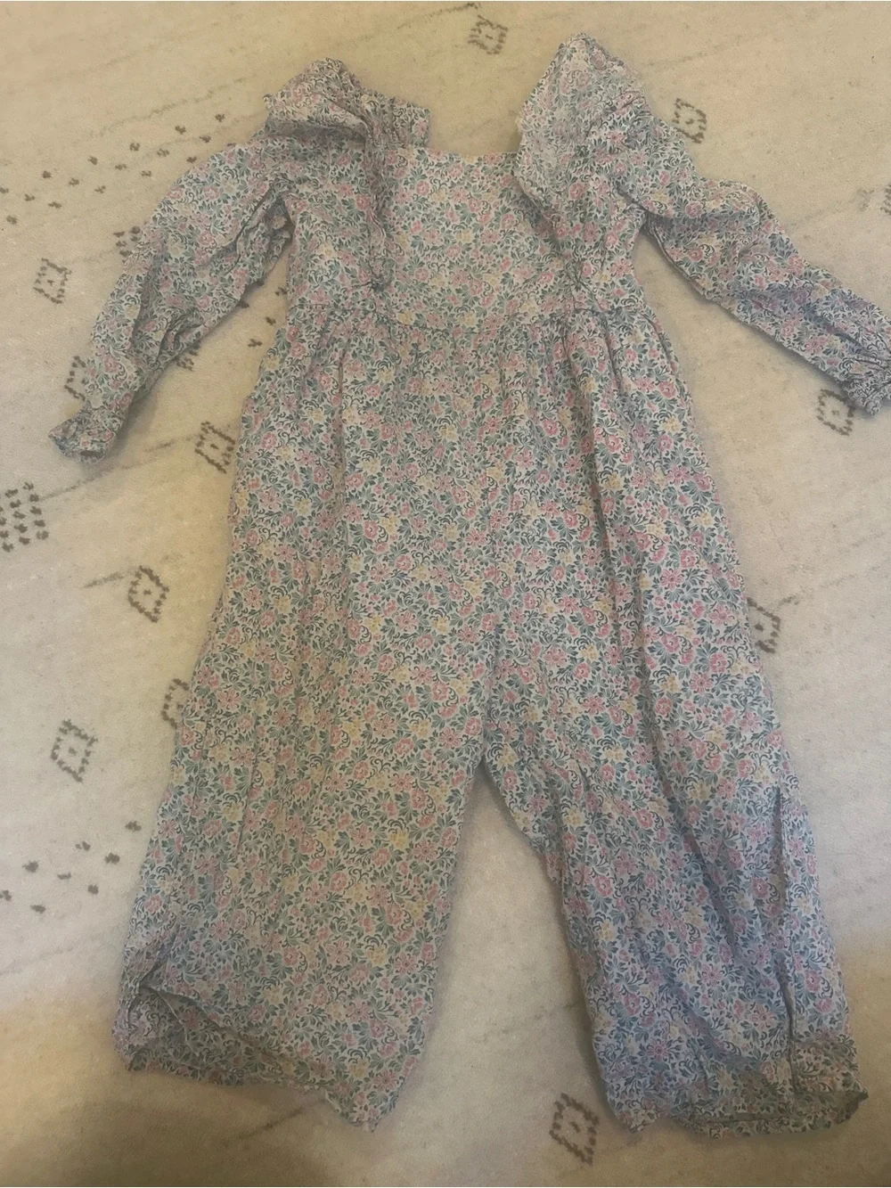 Janie and Jack Pastel Floral Ruffle Jumpsuit — Pink, Blue, Yellow